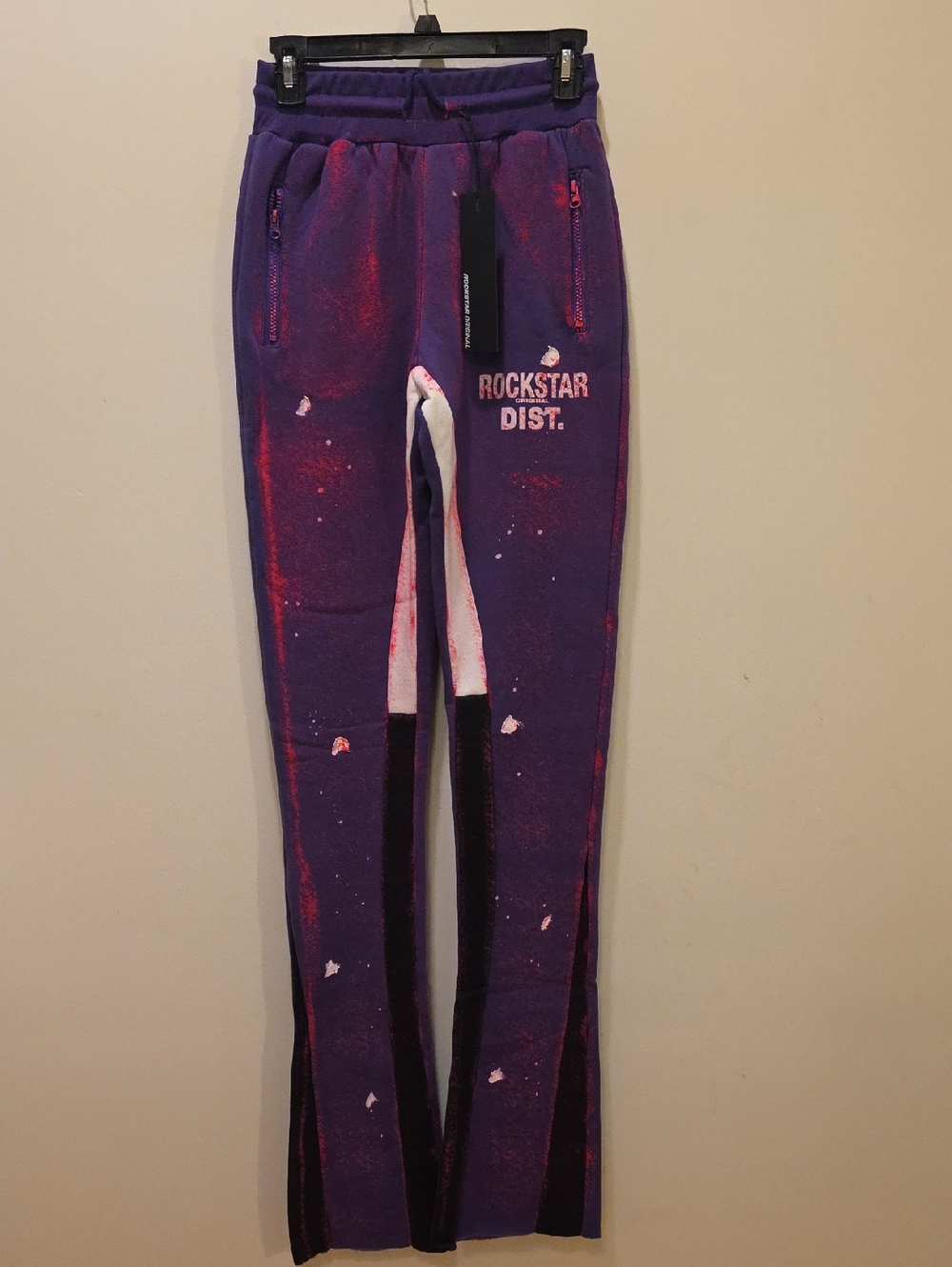 Rockstar Dist. Women's Purple Track Joggers with Pink Accents